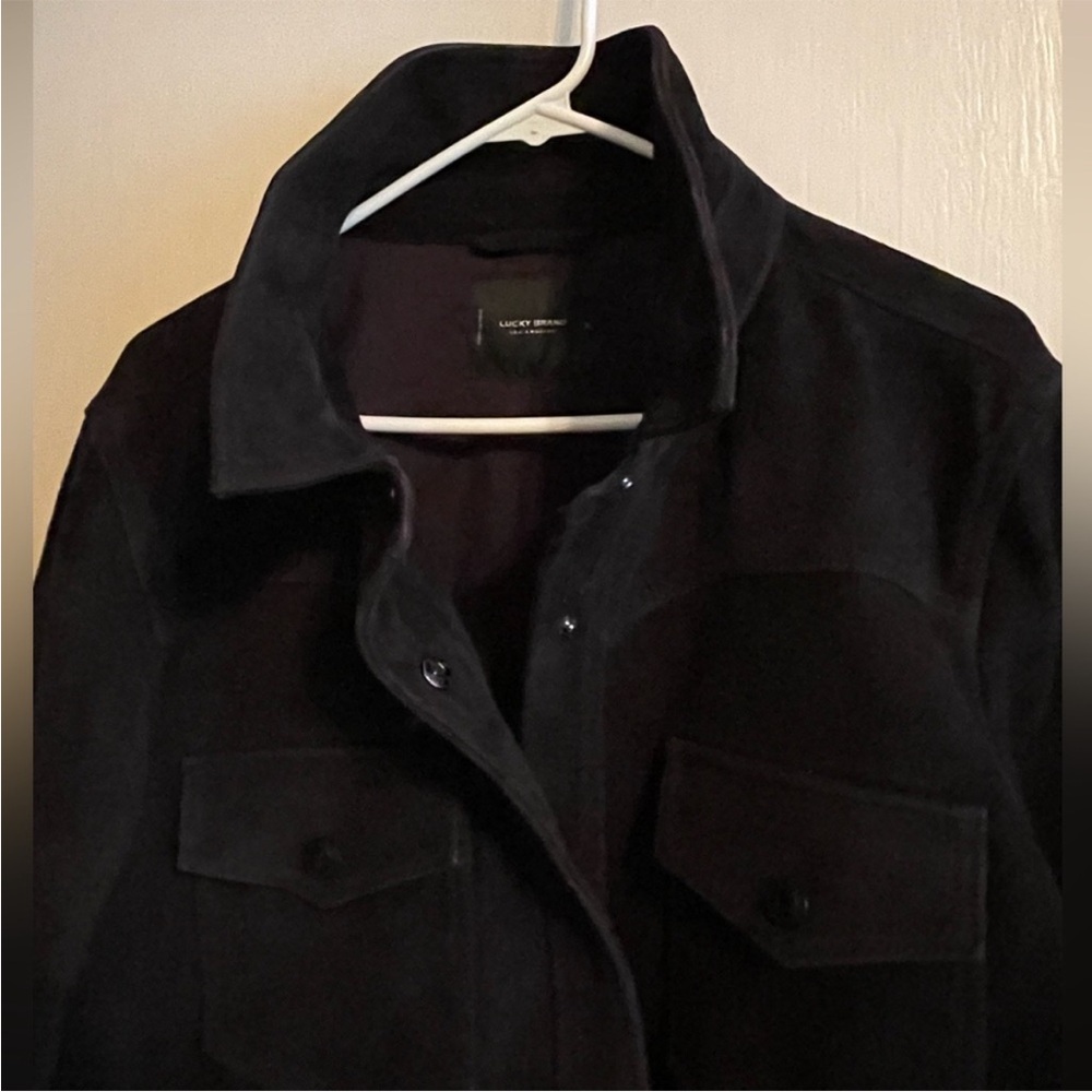 Lucky Brand: Black Suede Fringe Jacket - Picture 4 of 6